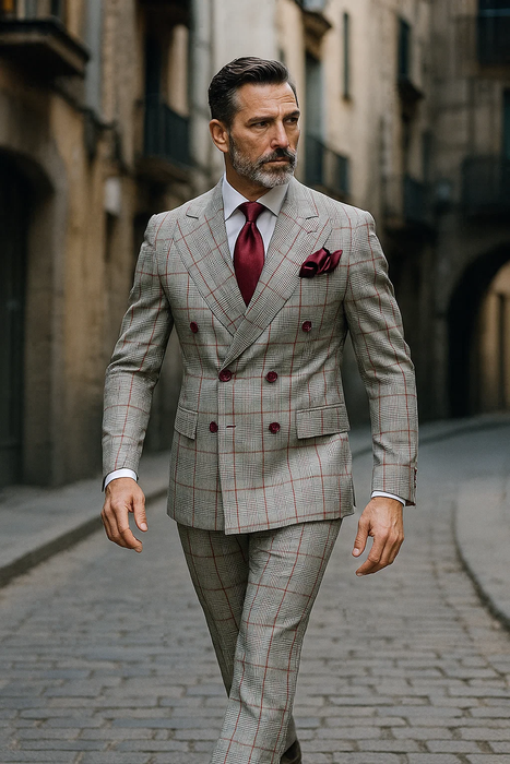 Grey with Red Plaid
