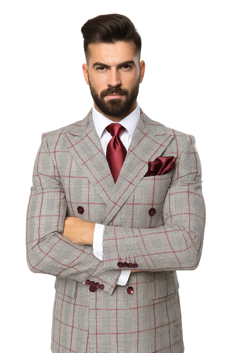 Grey with Red Plaid