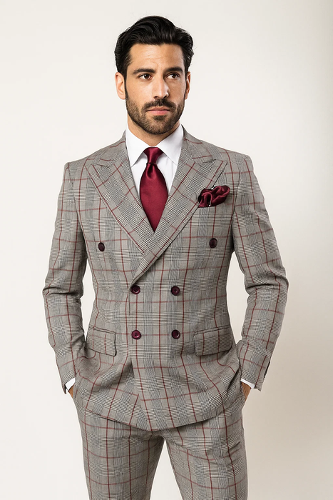 Grey with Red Plaid