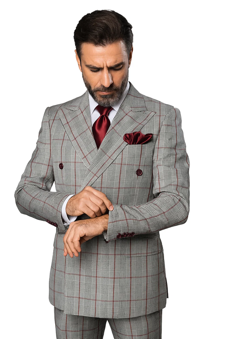 Grey with Red Plaid