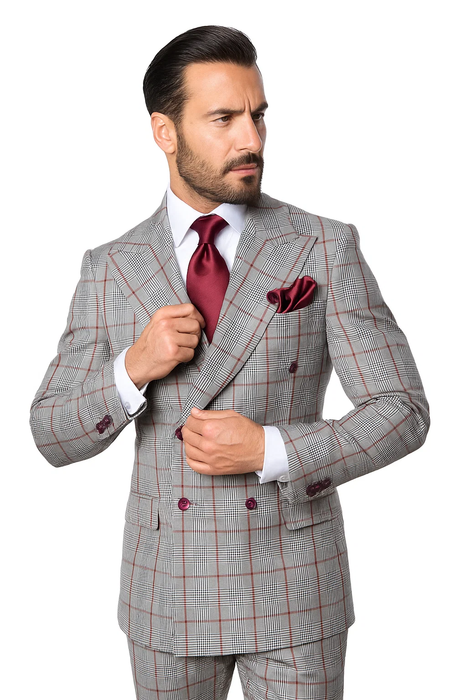 Grey with Red Plaid