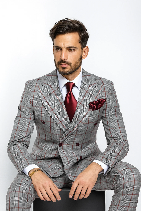 Grey with Red Plaid