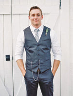 Men's Blue 4-button cuff Wedding Attire