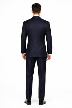 Indigo Shiny Tuxedo Vested Suit - Sateen Sharkskin Fabric Groom Suit - Image 7