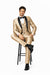 Champagne Shiny Tuxedo Vested Suit - Sateen Sharkskin Fabric Groom Suit