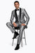 Silver Shiny Tuxedo Vested Suit - Sateen Sharkskin Fabric Groom Suit
