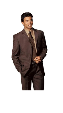 Groomsmen Suits Super 140 Rayon Fabric Two ~ 2 Buttons Stripe Flat Front Pants Regular Fit Side2 Piece Suits - Two Piece Business Suits