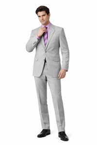 Groomsmen Suit Silver Gray (Very Very Light Gray(Ash)) 2 Button Double Vent Men's Cheap Priced Business Suits Clearance Sale