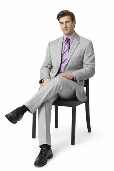 Groomsmen Suit Silver Gray (Very Very Light Gray(Ash)) 2 Button Double Vent Men's Cheap Priced Business Suits Clearance Sale