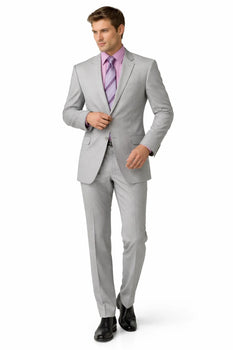 Groomsmen Suit Silver Gray (Very Very Light Gray(Ash)) 2 Button Double Vent Men's Cheap Priced Business Suits Clearance Sale