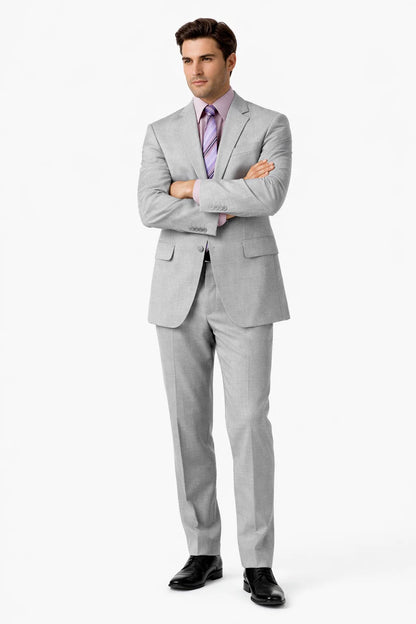 Groomsmen Suit Silver Gray (Very Very Light Gray(Ash)) 2 Button Double Vent Men's Cheap Priced Business Suits Clearance Sale
