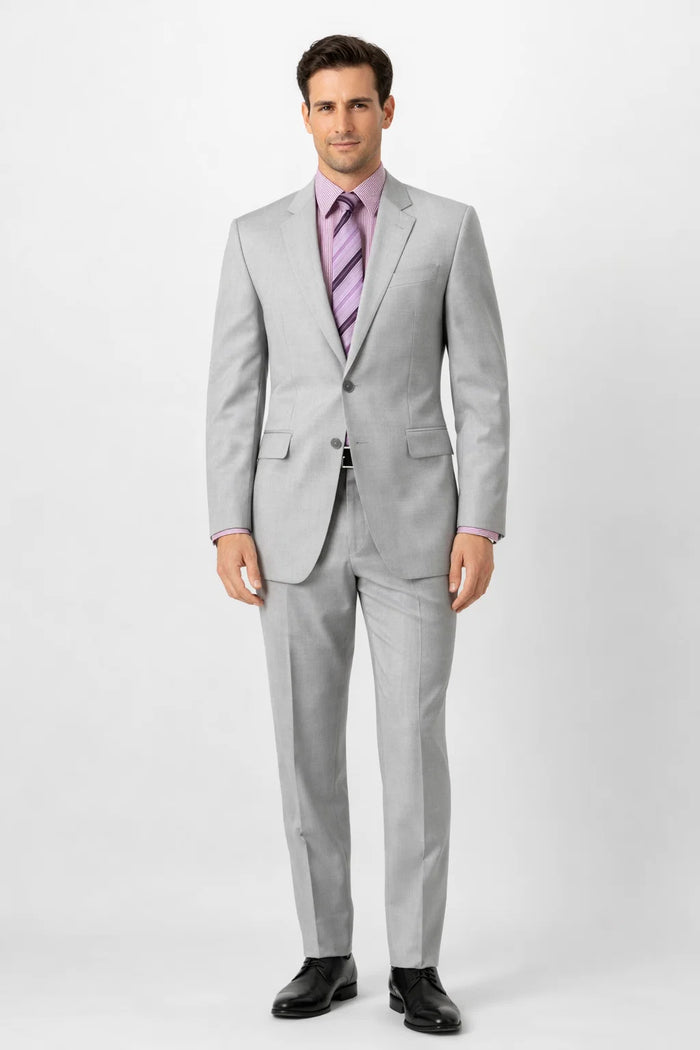 Groomsmen Suits Silver Gray (Very Light Gray(Ash)) 2 Button Double Vent Men's Cheap Priced Business Suits Clearance Sale  Modern Fit