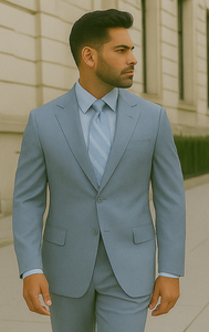 Groomsmen Suits R&H 2 Button Side Vents Modern Fit Suits Jacket With Flat Front Pants Super 150 Business ~ Wedding 2 Piece Side Vented Suit Separate - 100% Percent Wool Fabric Suit - Worsted Wool Business Suit