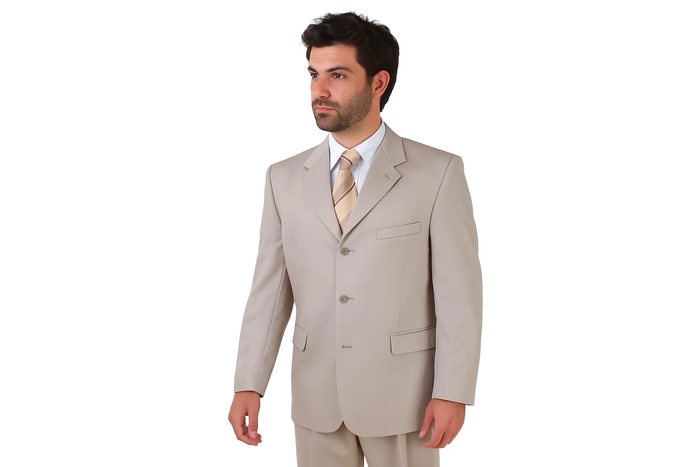 Groomsmen Suits Tan ~ Beige~Light Taupe~Sand Blend Khaki Polyester Summer Available In 2 Or 3 Buttons Style Regular Classic Cut Cheap Priced Business Suits Clearance Sale - 100% Percent Wool Fabric Suit - Worsted Wool Business Suit - Image 2