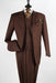Apollo King Designer Brand Mens Classic Fit 3 Button Vested Single Pleated Pant Suit in Coco Brown