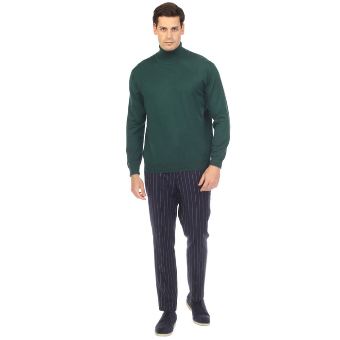 MENS HUNTER GREEN PULLOVER TURTLENECK SWEATER - Image 2