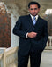 Wide Leg Solid Dark Navy Super 150's  Touch Suit Hand Made - Dark Blue Suit Color