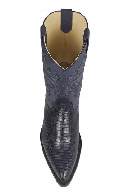 Lizard Cowboy Boots J-Toe Navy Blue - Image 4