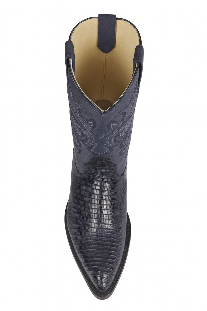 Lizard Cowboy Boots J-Toe Navy Blue - Image 4