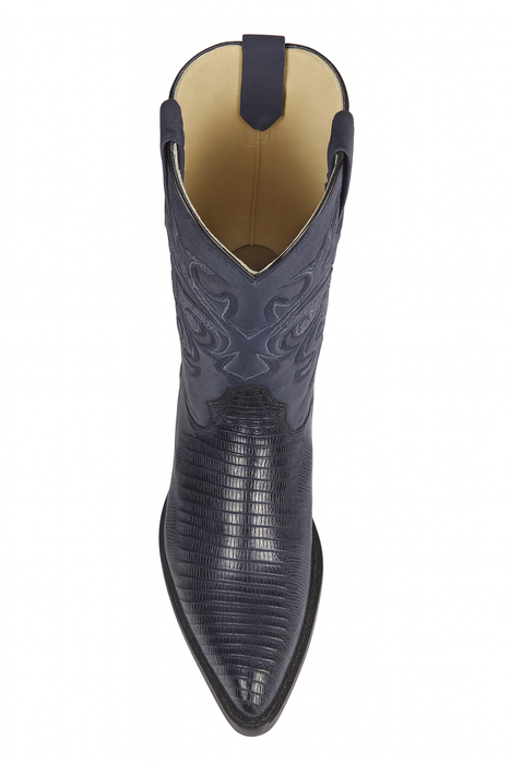 Lizard Cowboy Boots J-Toe Navy Blue