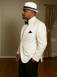 Harlem Nights Clothing - Suit + Hat + Shirt And Tie Blazer + Hat And Pants Included ( As seen on the picture)