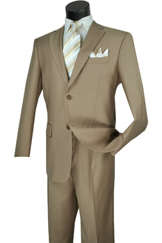 Mens 2 Button Classic Fit Pleated Pant Suit in Khaki - Image 5