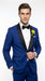 Men’s Royal Blue Tuxedo Dress Suit with Black Shawl Lapel, Formal Wedding Prom Suit