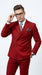Men’s Modern Double Breasted Peak Lapel Suit – Red by EJ Samuel