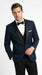 Suit Midnight Dark Navy Blue Suit For Men Tux With Black Lapel Suit Shawl Collar 1 Button Dinner Jacket Looking