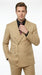 Mens Double Breasted Gangster Bold Pinstripe Suit in Camel