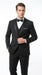 Men’s Black 2 Button Classic Vested Wedding Tuxedo with Satin Lapel and Matching Pants