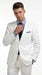 Men’s White Lightweight Linen 2 Button Suit, Formal Wedding Beach Summer Suit Set