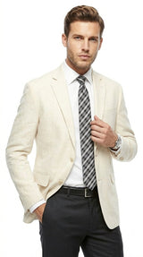 Men’s Ivory Cream Off White 2 Button Blazer, Formal Wedding Dinner Sport Coat Jacket
