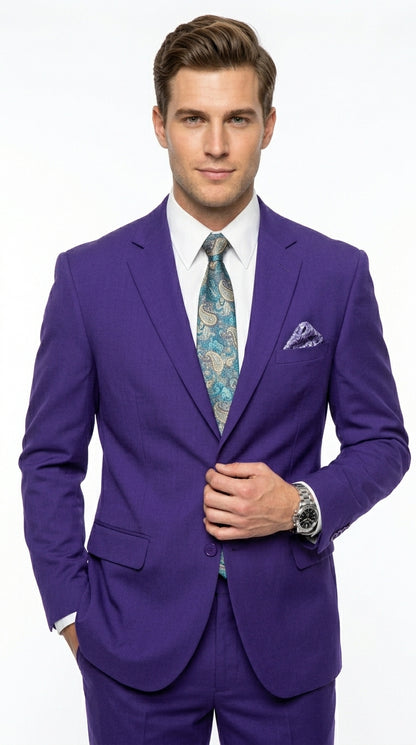Men’s Purple Easter Suit,  Lightweight 2 Piece Suit for Weddings, Church, Prom & Summer Events Modern Fit
