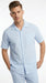 Men’s Blue Seersucker 2 Piece Walking Set, Short Sleeve Shirt and Pants Summer Outfit