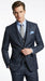 Men’s Charcoal Grey and Blue Plaid 3 Piece Vested Suit, Formal Wedding Business Dress Suit Set