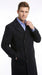 Men’s Black Diamond Solid Black Wool Double Breasted Gabardine Trench Coat