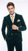 Men’s Rossi Man Zeus Emerald Green Velvet Double Breasted Tuxedo Suit, Formal Wedding Prom Dinner Suit