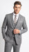 Men’s Charcoal Grey Windowpane Plaid 3 Piece Suit, 2 Button Vested Formal Dress Suit