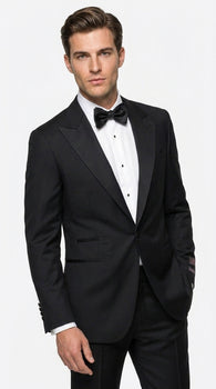 Tiglio Men’s Black Peak Lapel 2-Piece Suit – Classic Wedding, Business and Formal Suit