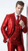 Men’s Red Shiny 3-Piece Suit – Satin Wedding, Prom, Party and Formal Suit with Vest