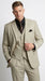 Men’s Tan Beige Pinstripe 3 Piece Vested Suit, 2 Button Formal Wedding Business Dress Suit