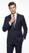 Men’s Dark Navy Pinstripe 2 Button Suit, Side Vent Back Formal Business Dress Suit