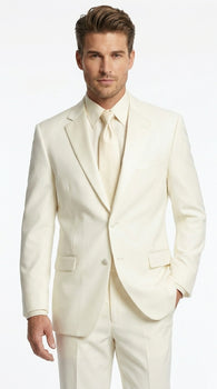 Lucci Classic Ivory 2-Button Budget Tuxedo - Pleated Slacks