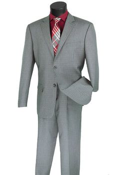 Mens 2 Button Modern Textured Weave Suit in Grey
