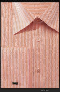 NTFRV4906 Orange Stripe Men's French Cuff,Herringbone Tweed Best Cheap Priced Designer Sale Men's Dress Shirt