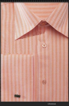NTFRV4906 Orange Stripe Men's French Cuff,Herringbone Tweed Best Cheap Priced Designer Sales Men's Dress Shirt