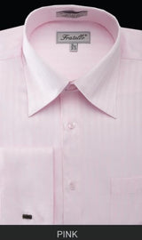 NTFRV4906 Pink Londoner collar Formal herringbone Stripe Men's French Cuff Dress Shirt~Best Cheap Priced Designer Sale Men Dress Shirt
