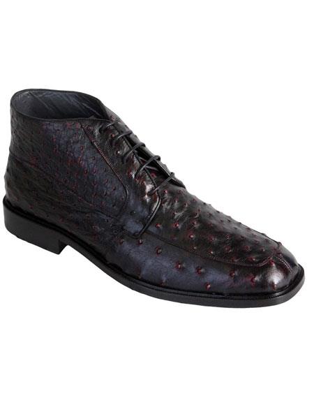 Los Altos Boots Men's Genuine Ostrich Dress Ankle Boots Leather Outsole High Top Shoes