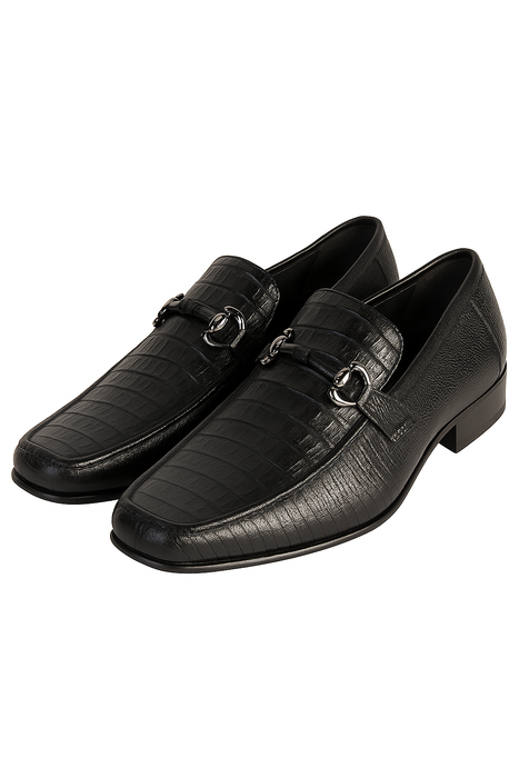 Mens Black Genuine Caiman Belly And Lizard Slip On By Los Altos